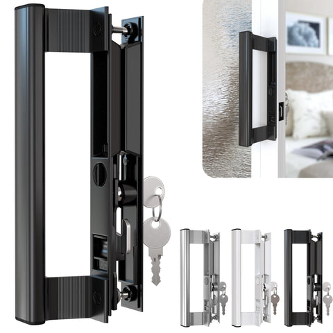 T-HAKEN sliding glass door handle set with 6-5/8in reach for easy patio access.