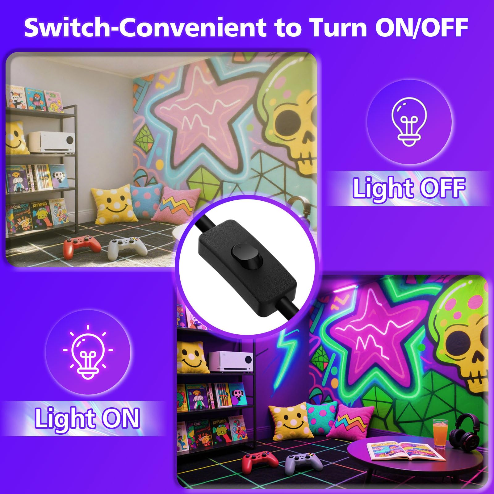 T-SUN 100W Black Light plug and cord enabling quick setup