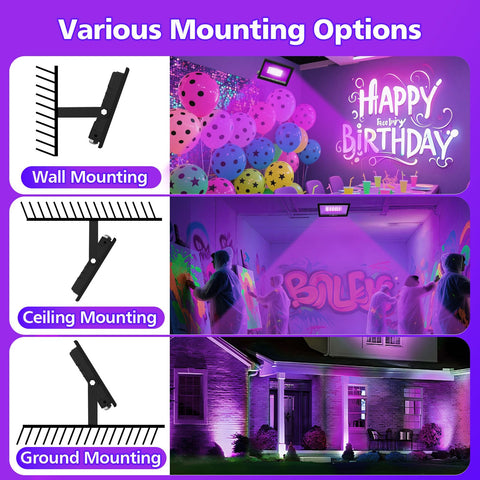 T-SUN wall-mounted black light setup for flexible stage lighting