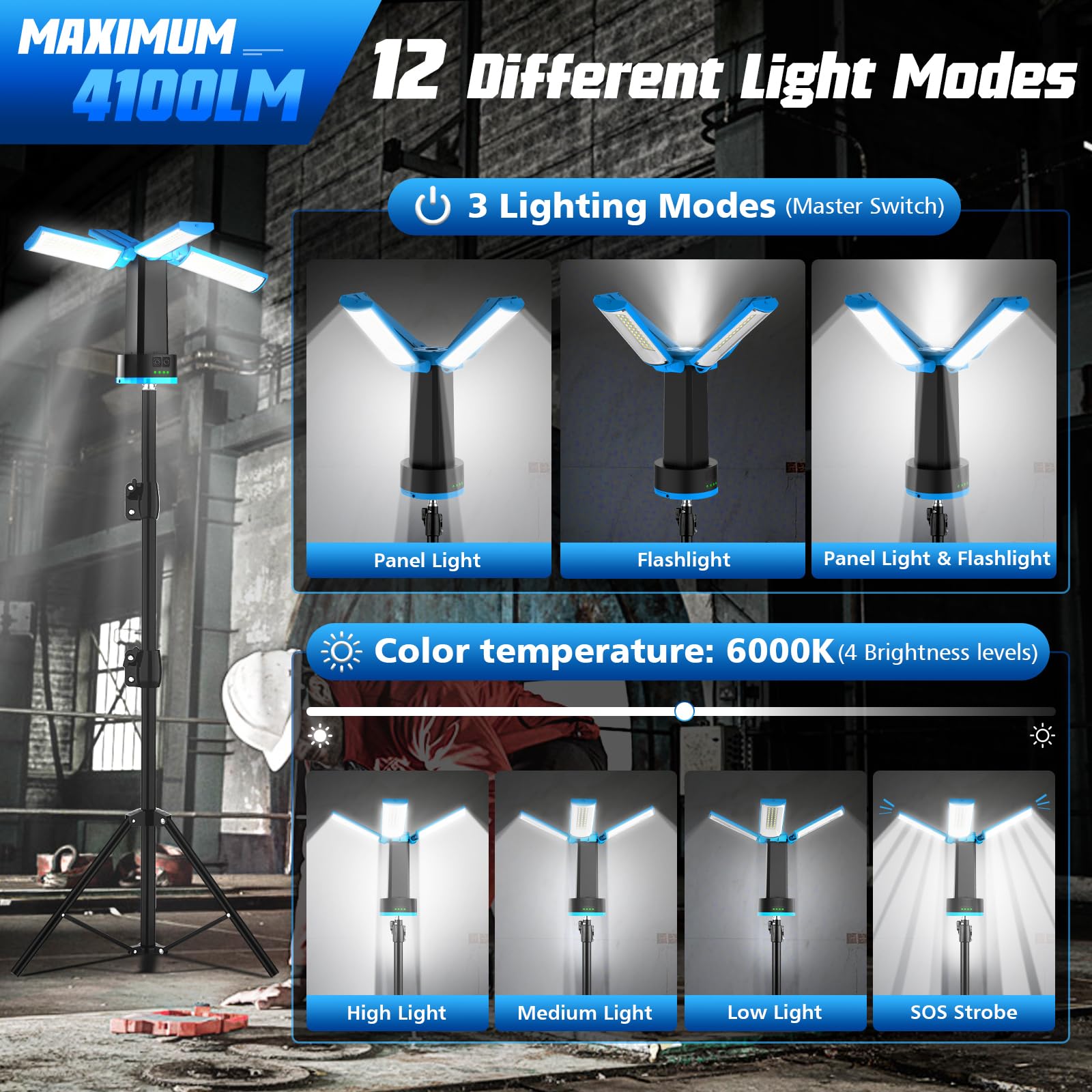 T-SUN 10400mAh battery pack powering hours of cordless brightness.