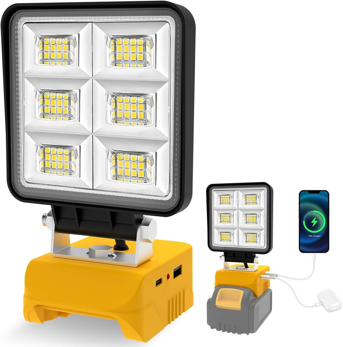 T-SUN 50W LED work light front view with bright, even illumination for dim spaces.