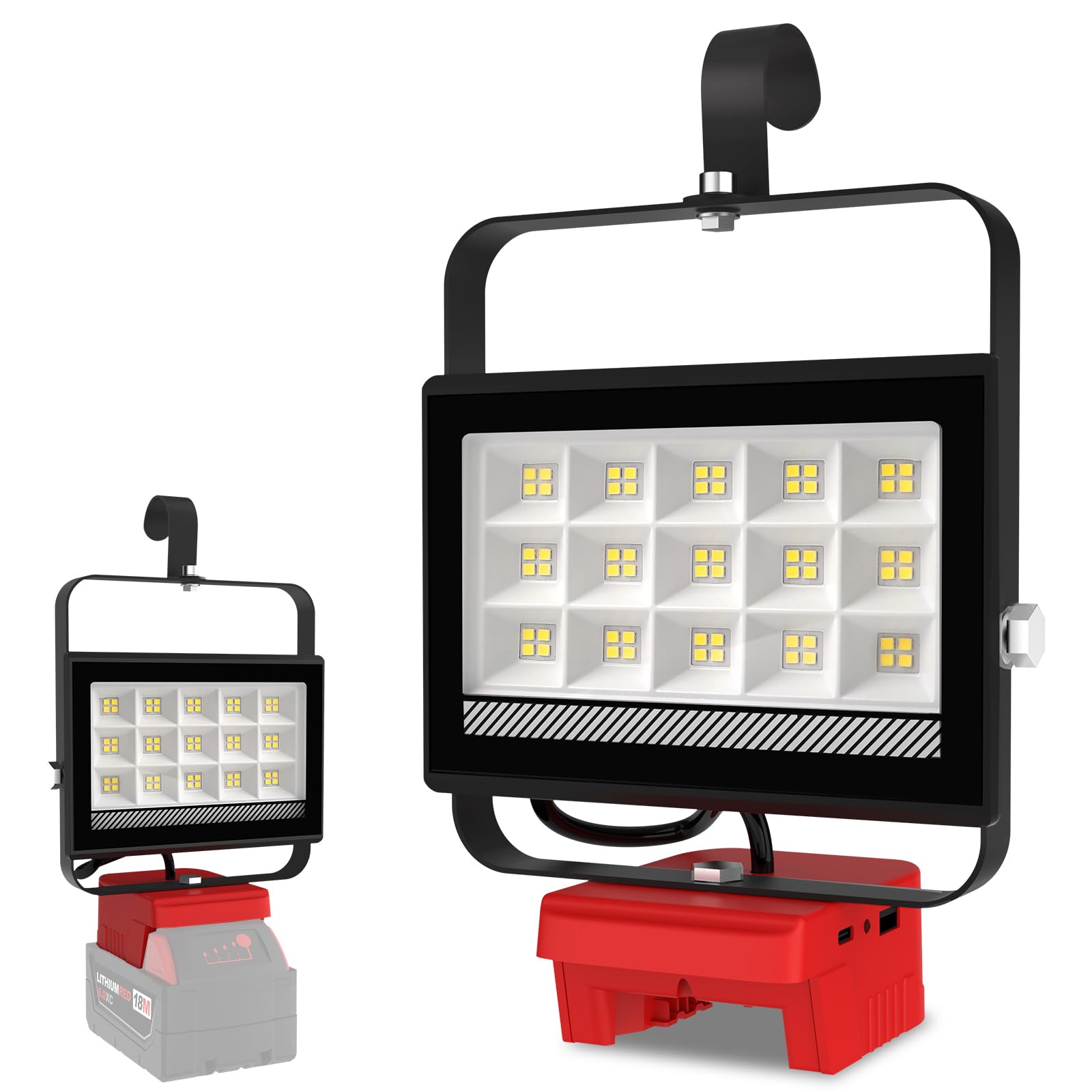 T-SUN 60W cordless work light for Milwaukee 18V, bright jobsite illumination.