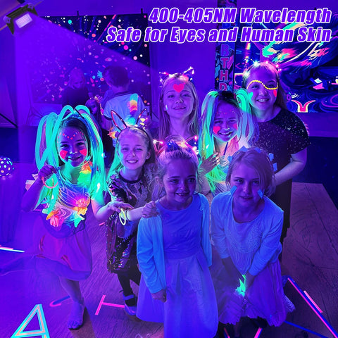 T-SUN Body paint under black light showing vivid fluorescence