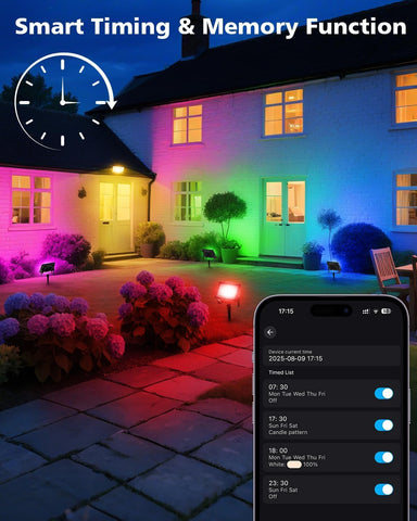 T-SUN flood light app control display demonstrates smart operation.
