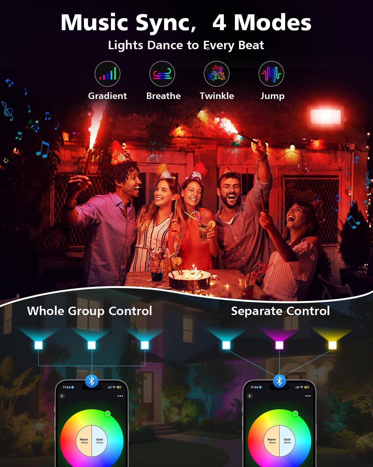 T-SUN 4-pack remote control for quick color changes.