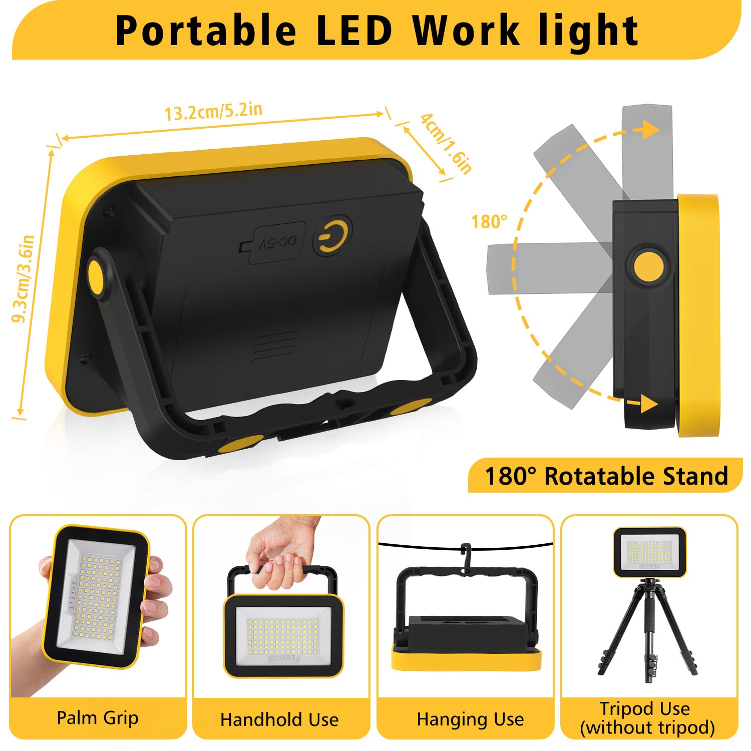 T-SUN IP65 waterproof trouble light withstands splashes during wet outdoor tasks.