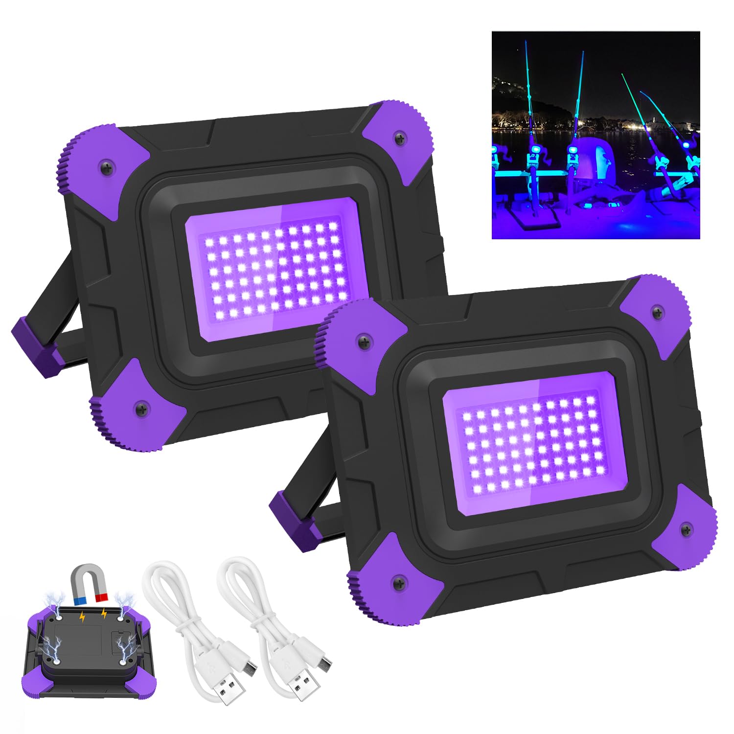 T-SUN Rechargeable Black Light front view showing portable glow for parties