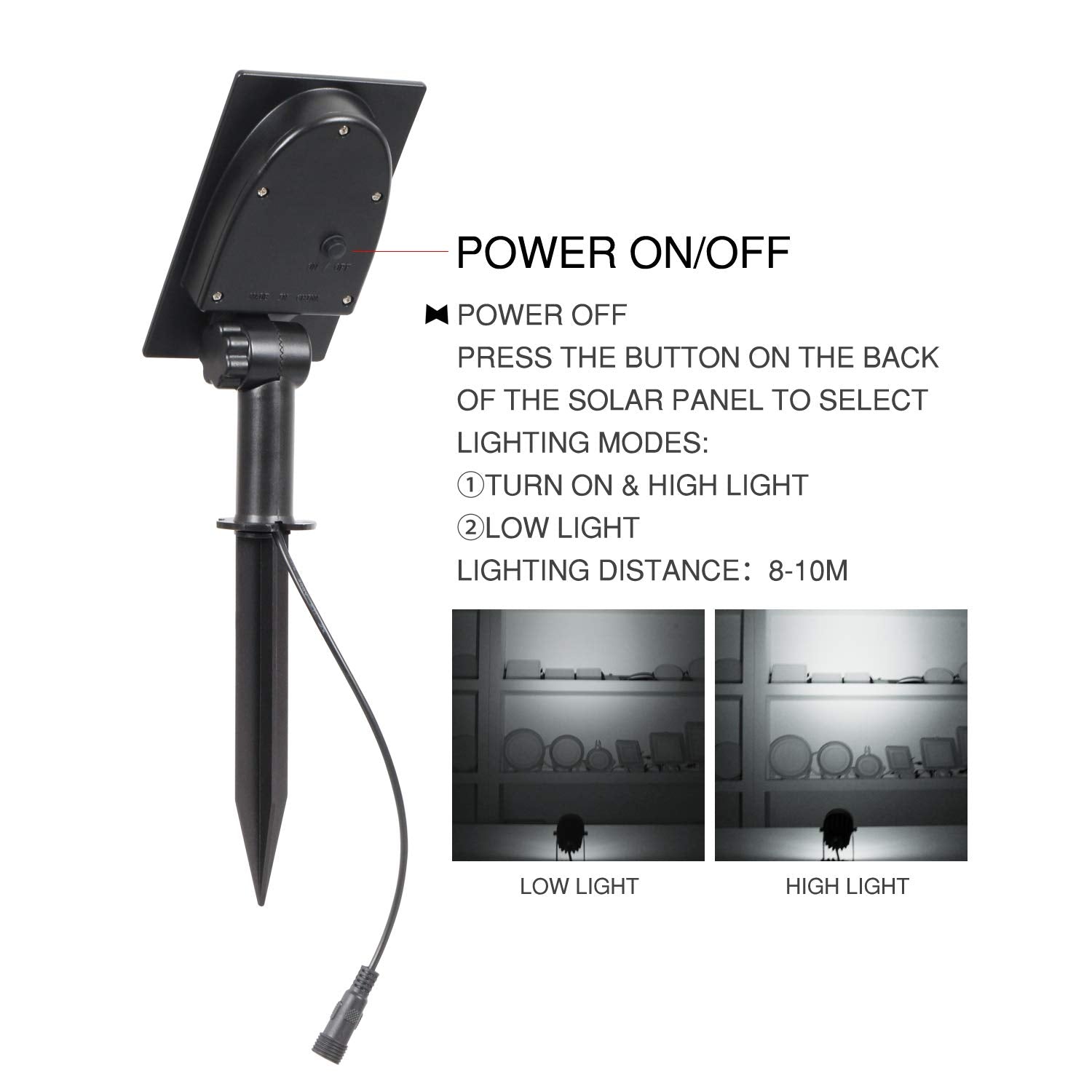 T-SUN dual-mode light with high and low settings for versatile use