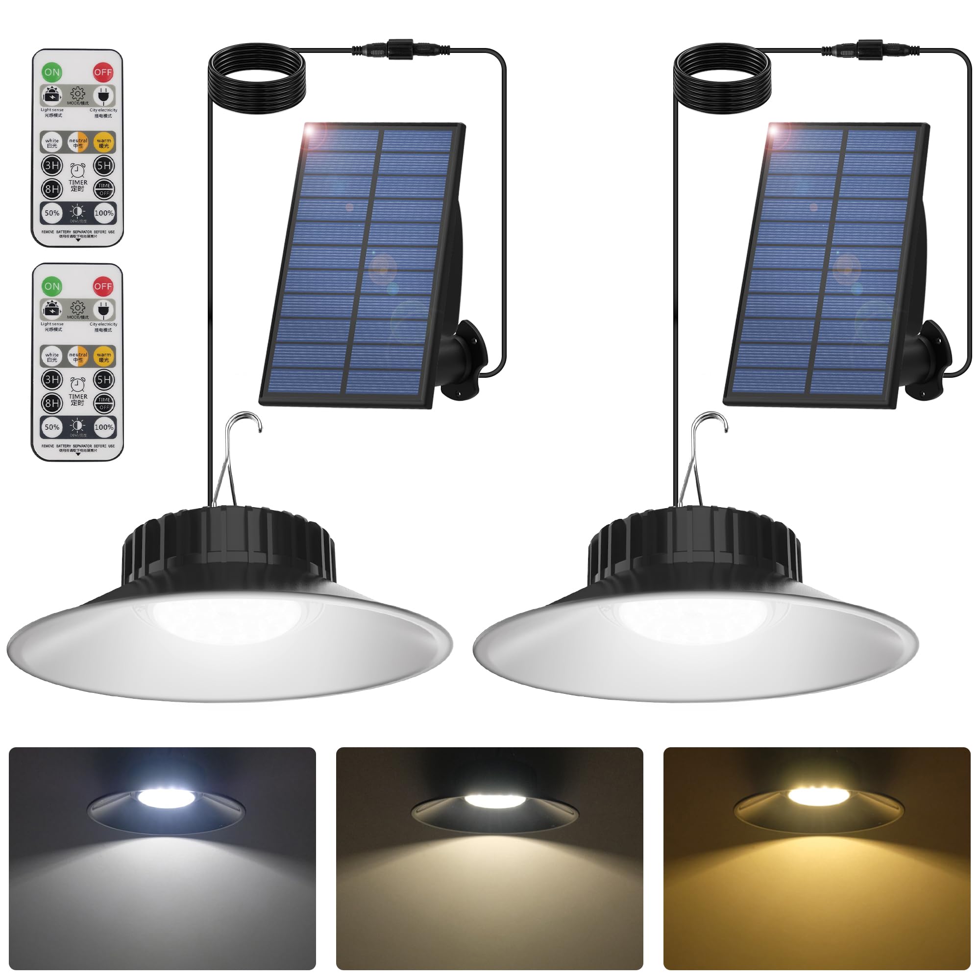 T-SUN solar pendant light with remote control for convenient outdoor illumination.