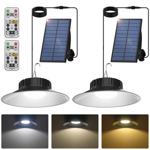 T-SUN solar pendant light with remote control for convenient outdoor illumination.