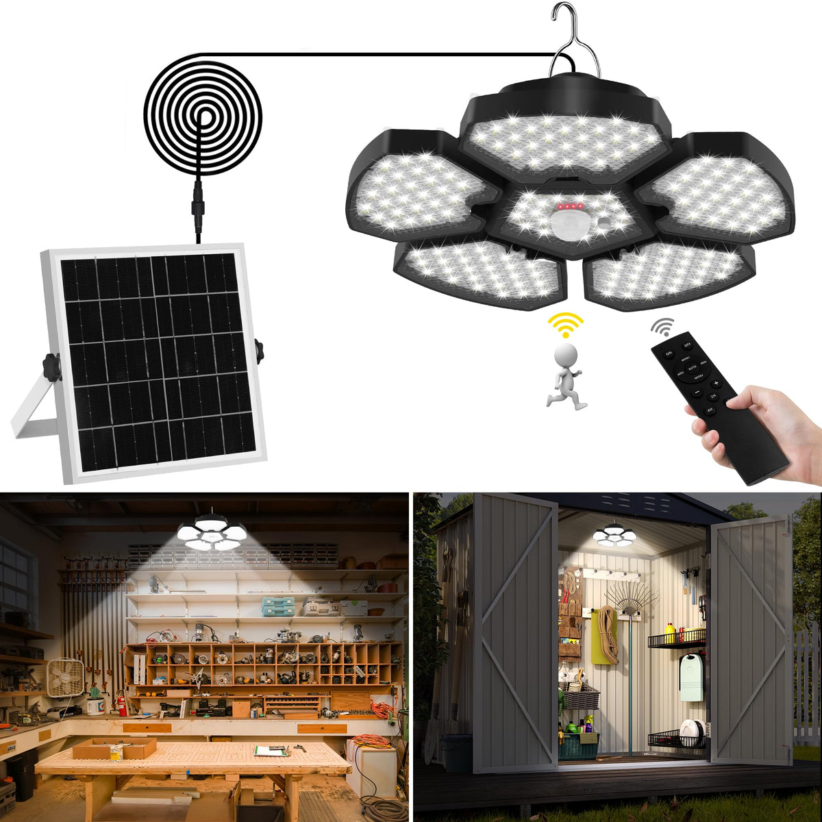 T-SUN solar shed light indoors and outdoors delivering 1200 lumens brightness