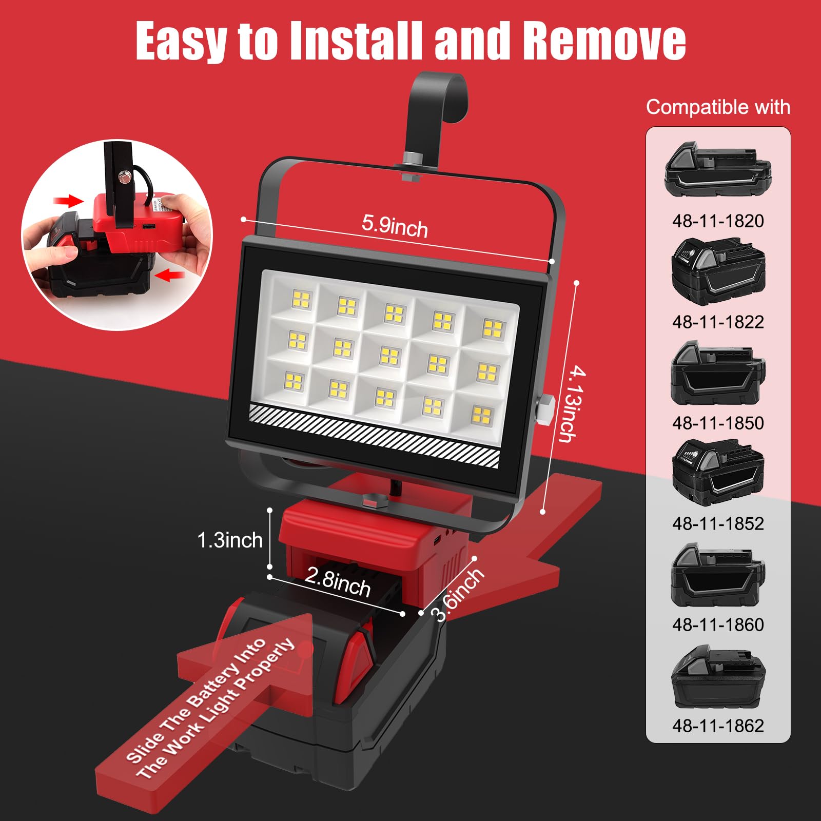 T-SUNiceM 6000LM flood light with a wide 120-degree beam for broad coverage.