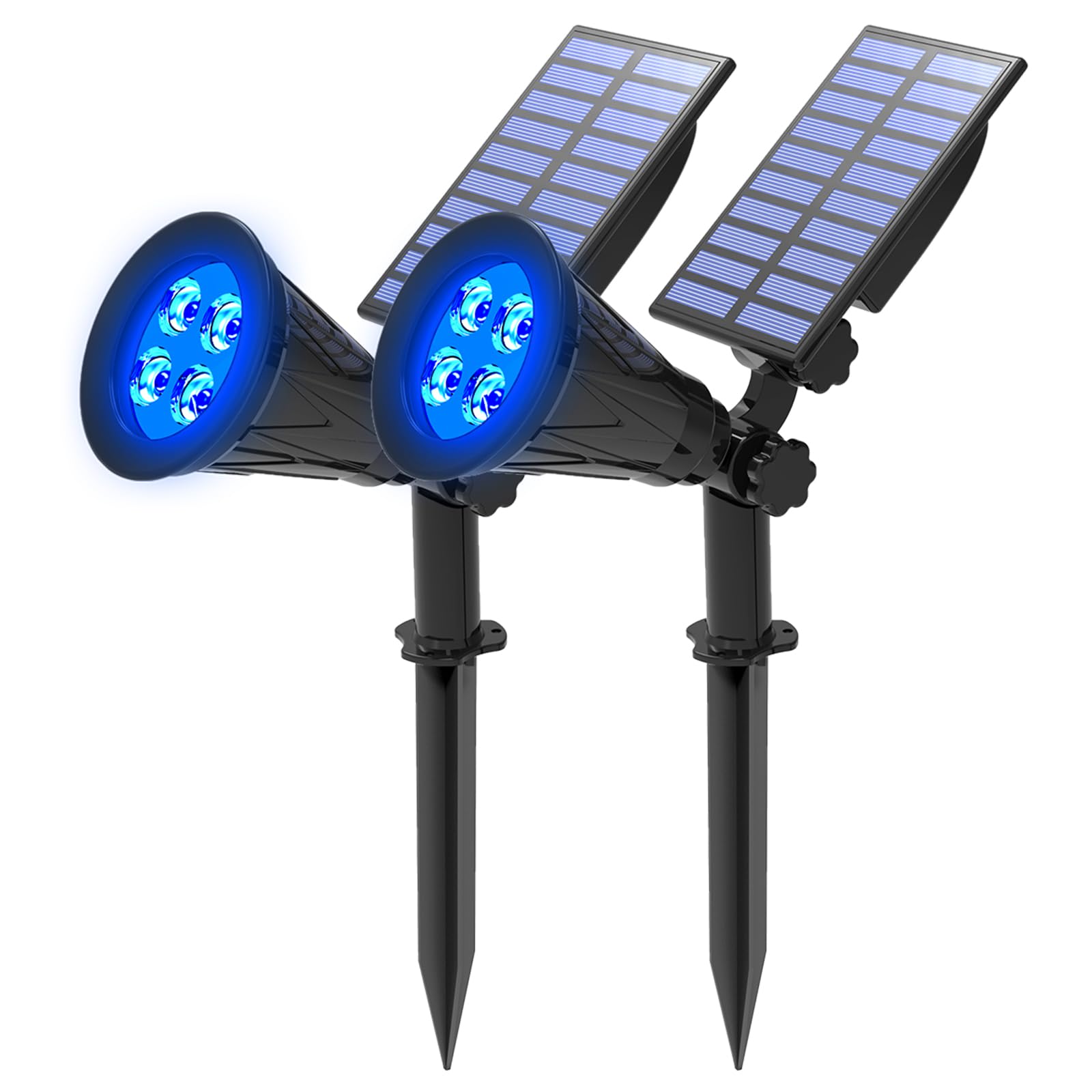 T-SUNUS blue solar spotlight for outdoor Christmas lighting, ideal for garden paths.