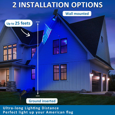 Adjustable 180-degree spotlight directs illumination where needed for security and ambiance.