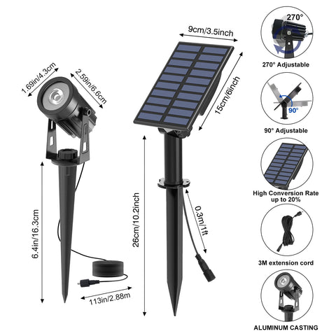 T-SUNUS panel-focused solar spotlight offers flexible placement.