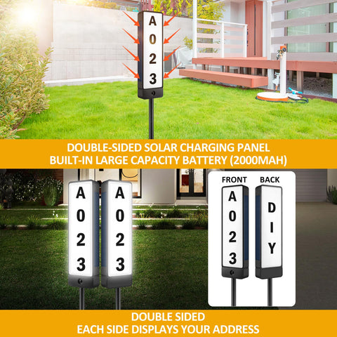 T-SUNUS LED address sign illuminates outdoors for clear street recognition.