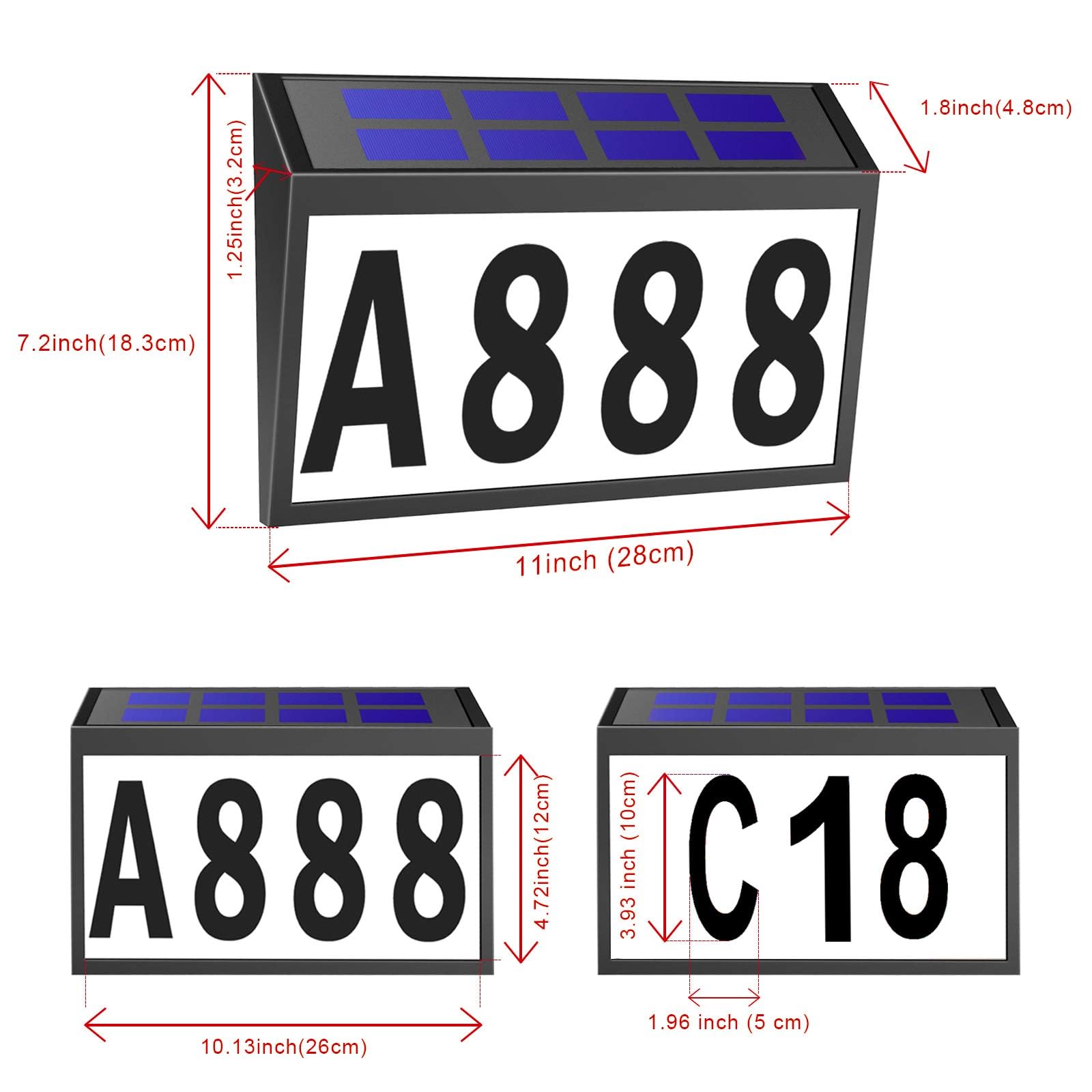 T-SUNUS Solar Address Sign wall-mount installation ready for outdoor use.