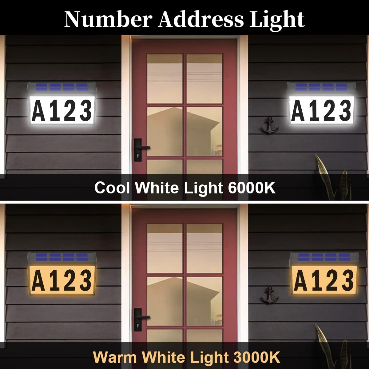 T-SUNUS Solar House Numbers Light side view demonstrates exterior durability.