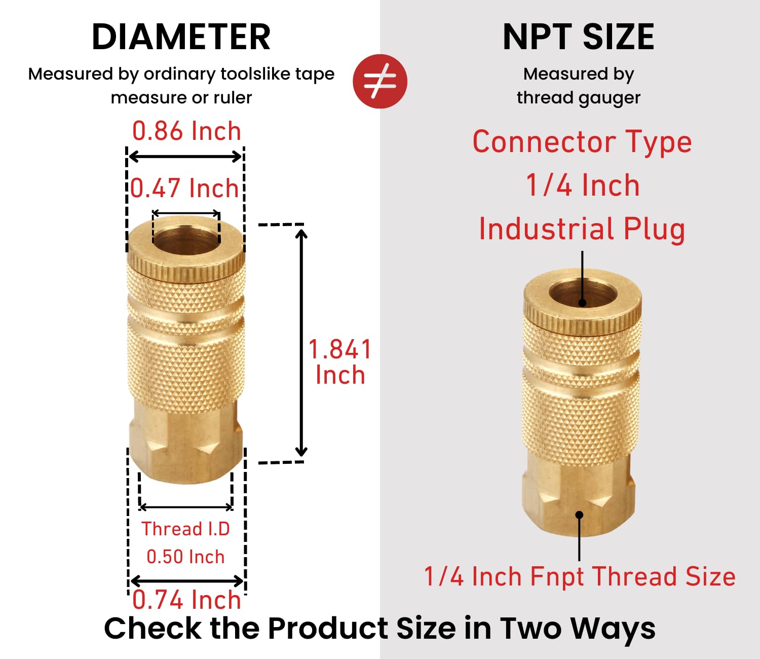 T TANYA HARDWARE air hose fittings 1/4 in NPT thread seal for secure connections.