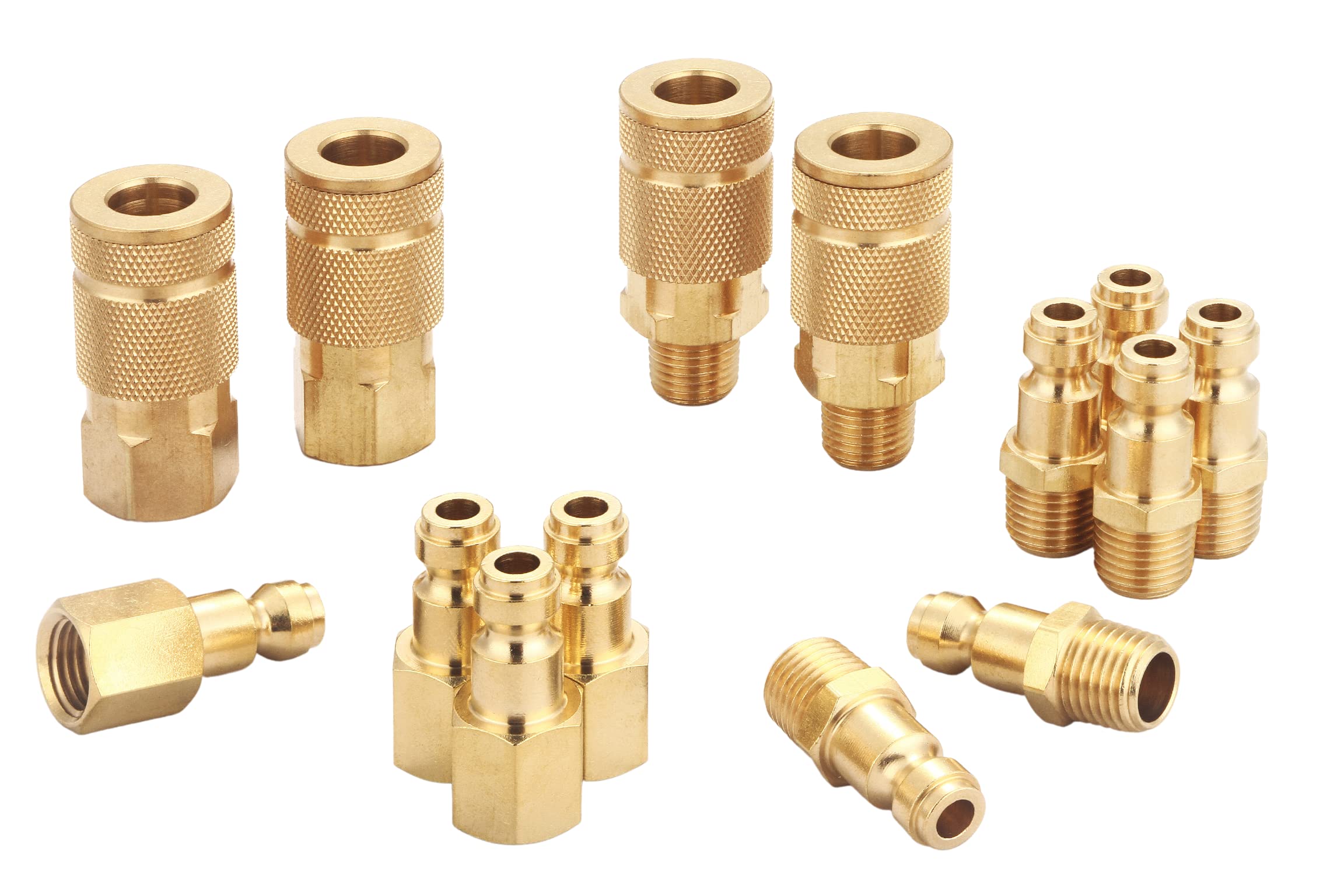 T Tanya Hardware brass female couplers for quick, secure air connections.