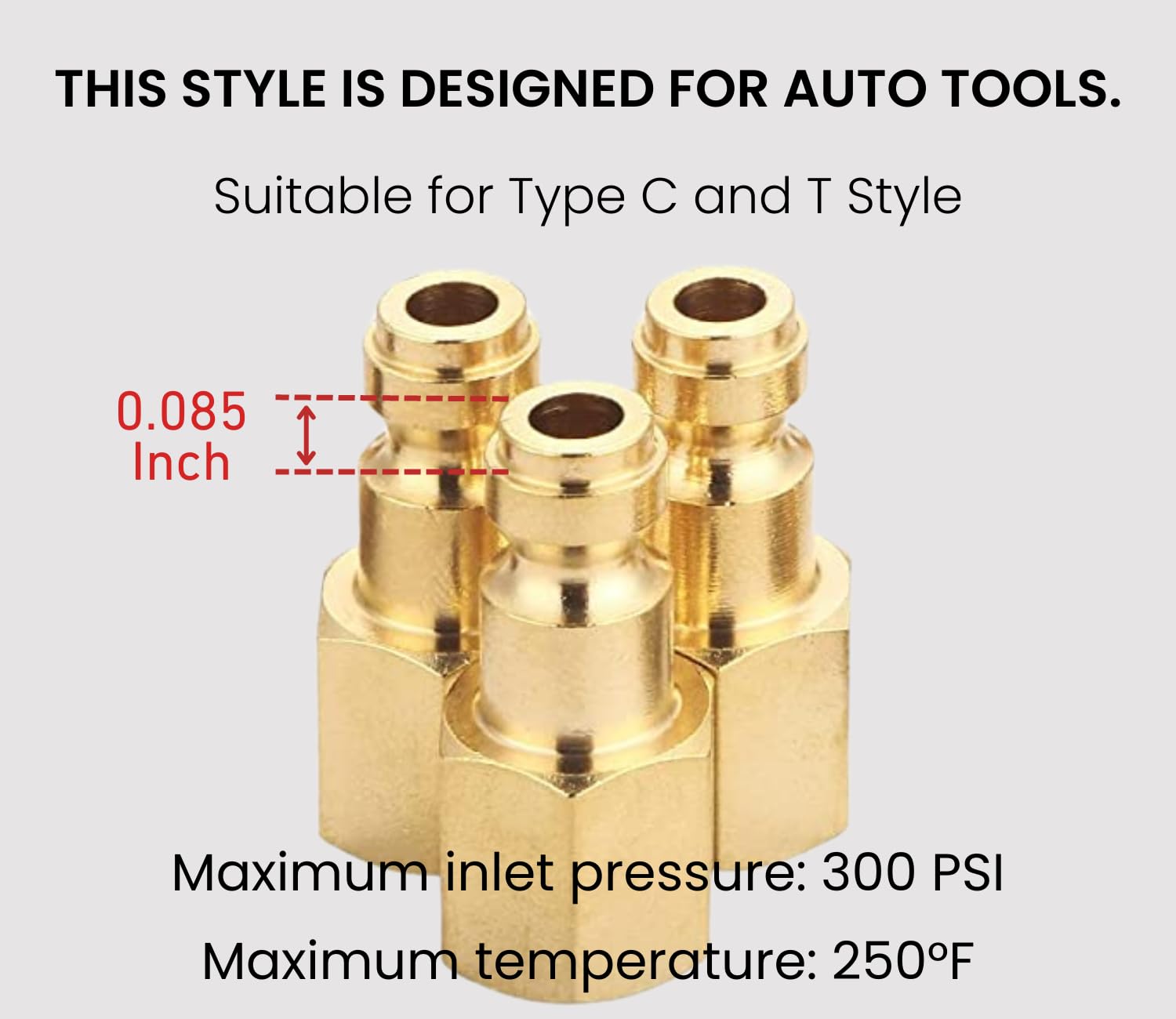 T Tanya Hardware male couplers for fast, reliable disconnects.