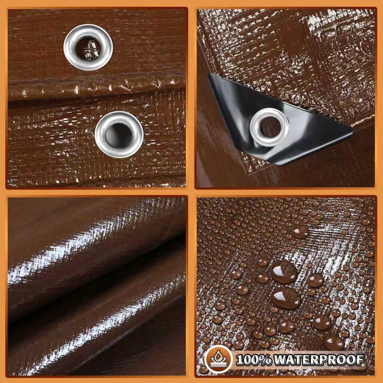 TA*RP YXCN brown tarp covers patio furniture in rain-ready protection.