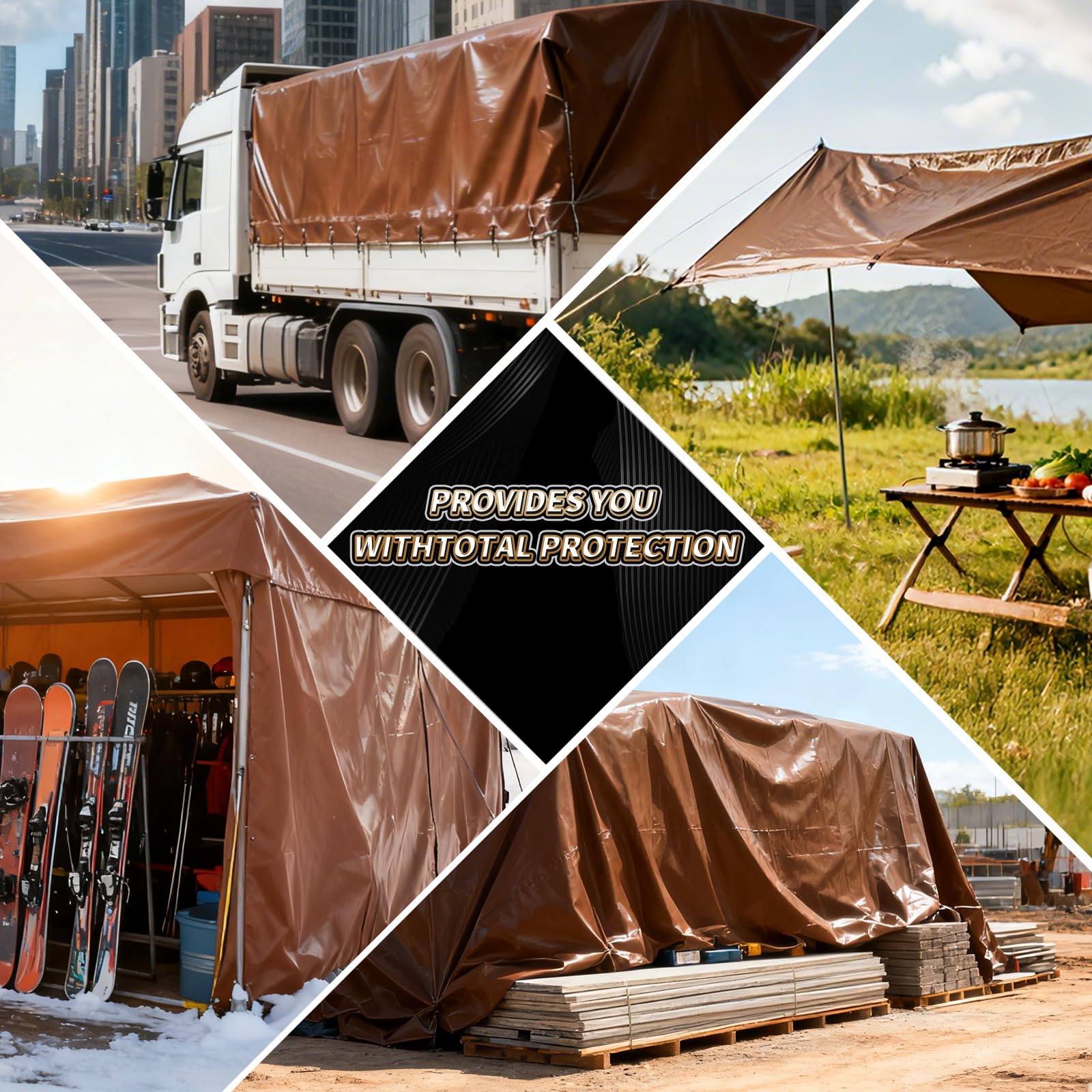 TA*RP YXCN tarp keeps equipment dry and secure in windy conditions.