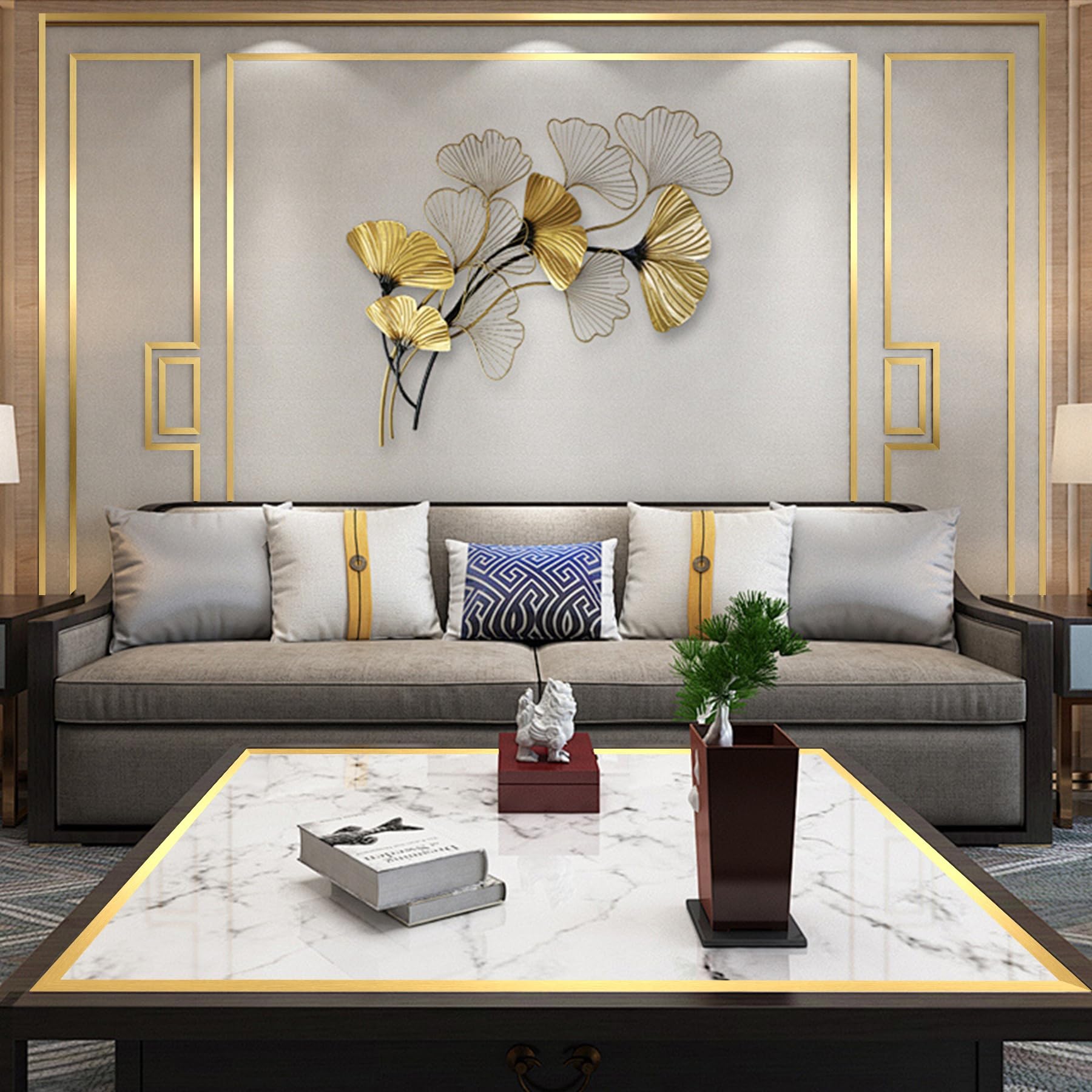 Taaizau gold brushed molding strip around a mirror frame for polished look