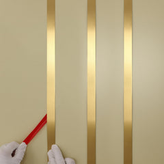 Taaizau gold metalized brushed trim enhances a mirror frame with refined shine
