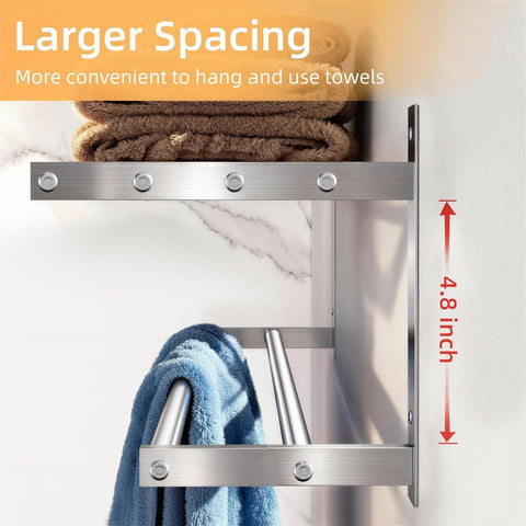 Taaji stainless steel base provides durable support for towels and robes