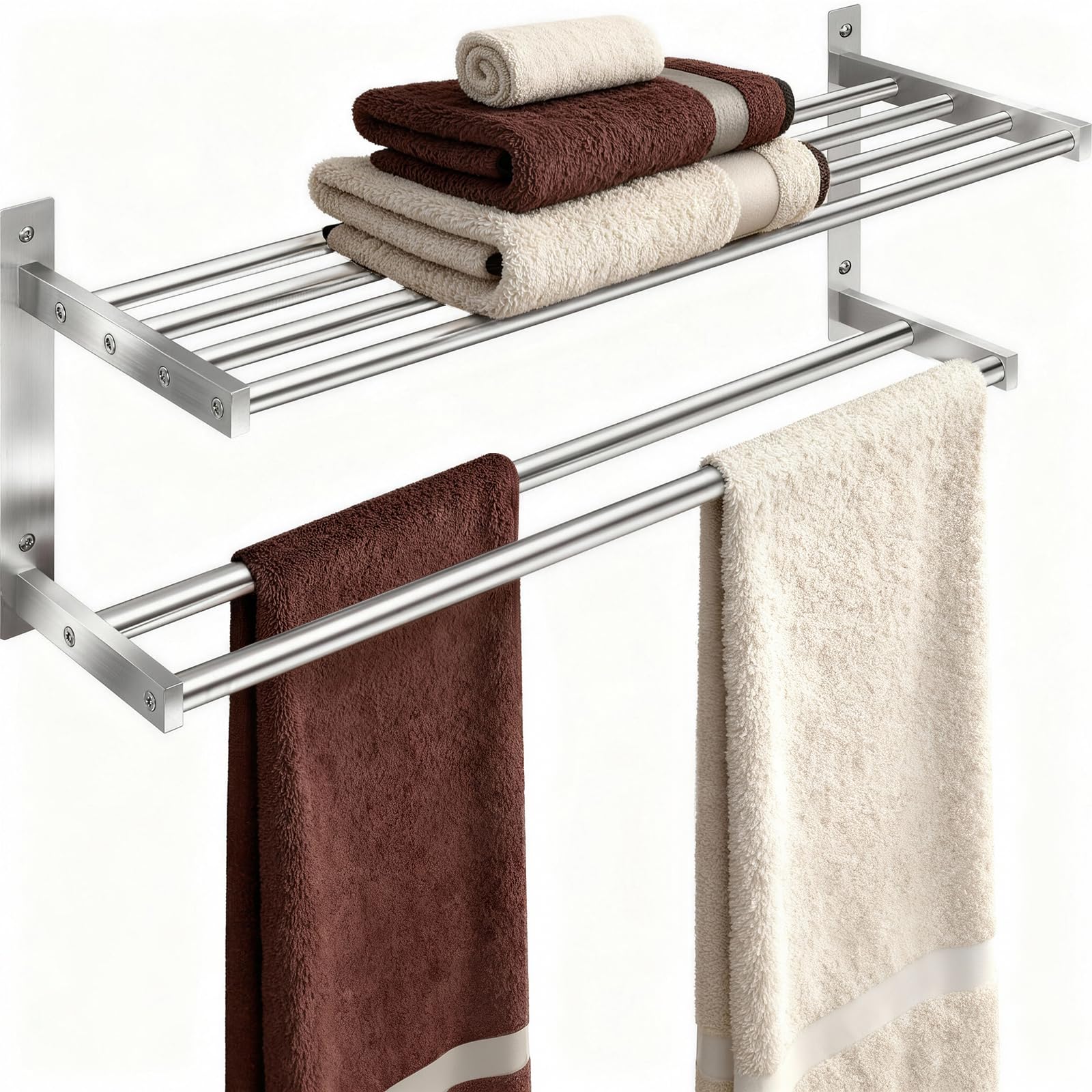Taaji 24-inch two-tier towel rack with double bars for easy towel access