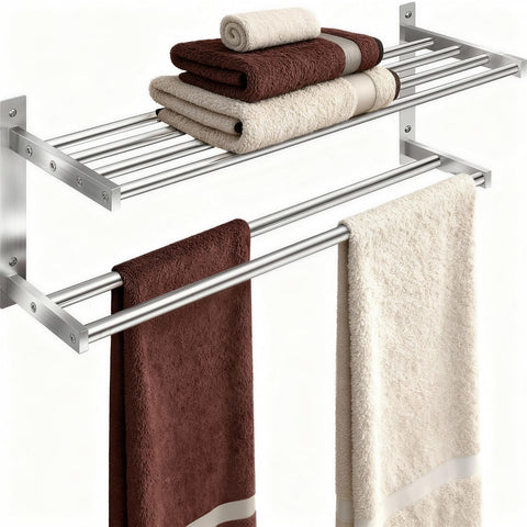 Taaji 24-inch two-tier towel rack with double bars for easy towel access