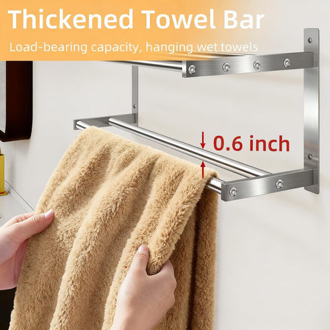 Taaji wall-mounted towel rack with shelf for bathroom storage