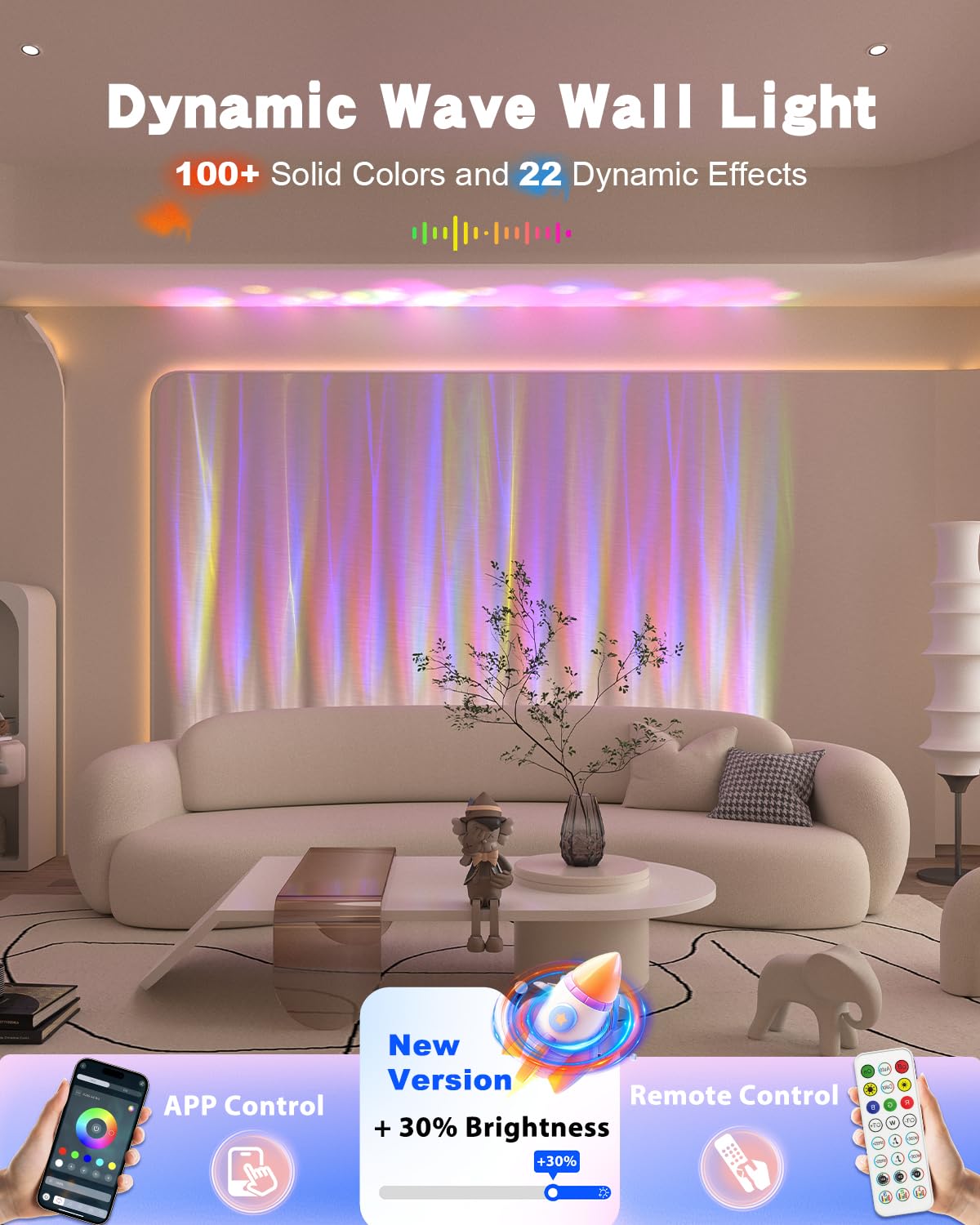 TACAHE RGB color wall light offers vibrant, dynamic scene lighting.