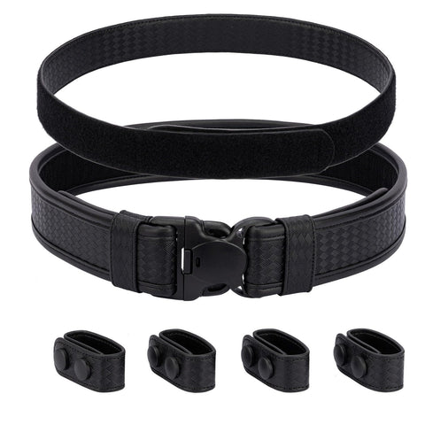 TACNEX basket weave duty belt front view highlighting hook lining for quick tool access.