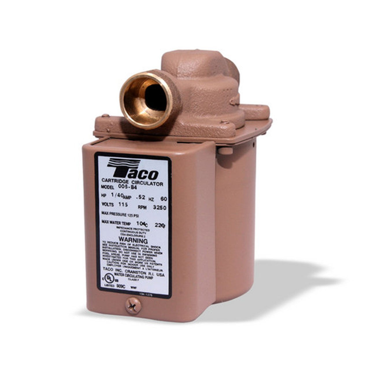 TACO 006-B4 bronze circulator pump with 3/4-inch sweat connection for hydronic systems