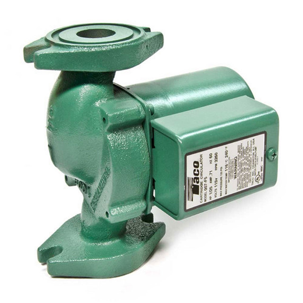 Taco 007-F5-7IFC cast iron circulator pump, front view, robust build for heating systems