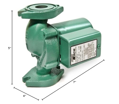 Taco 007-F5-7IFC circulator, side view, compact design and low power consumption