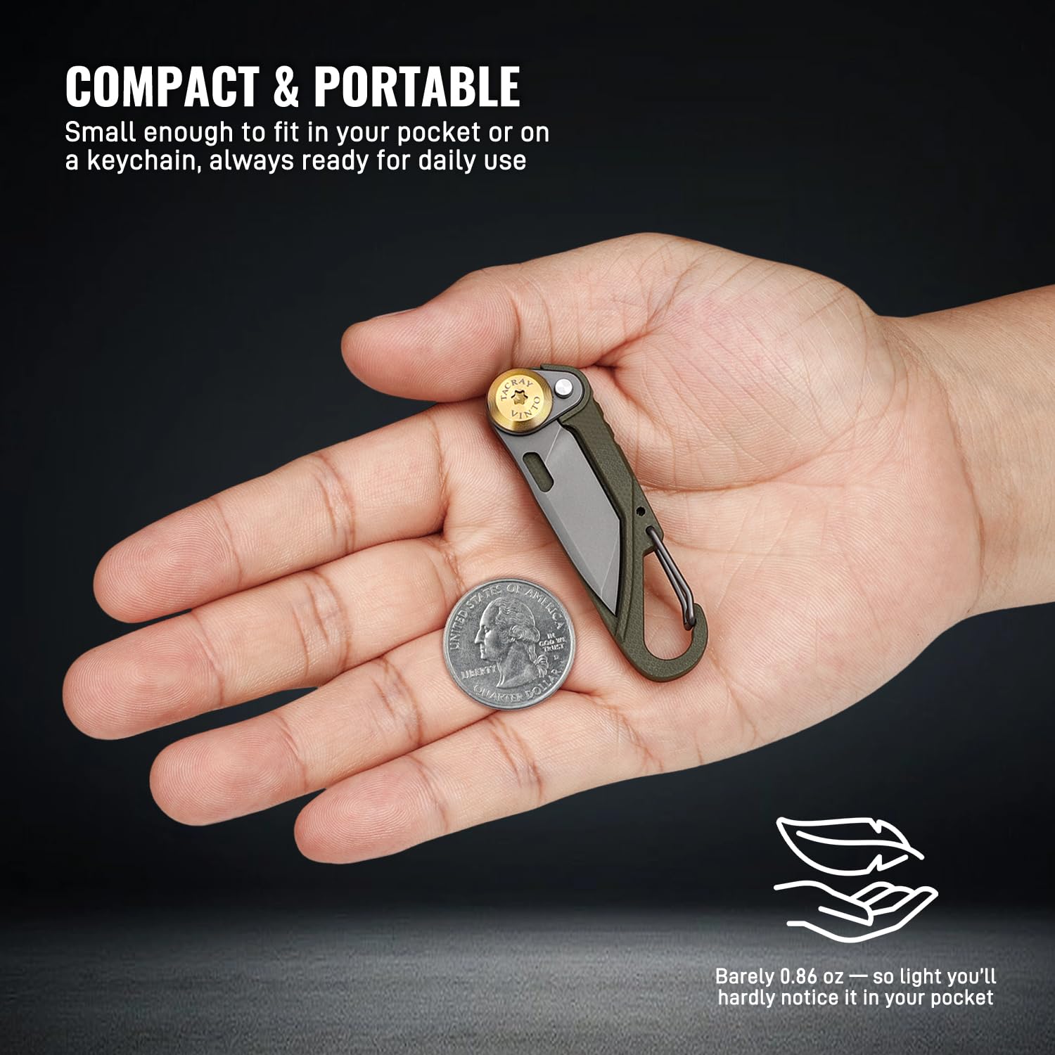 TACRAY Vinto green compact design emphasizes lightweight everyday portability