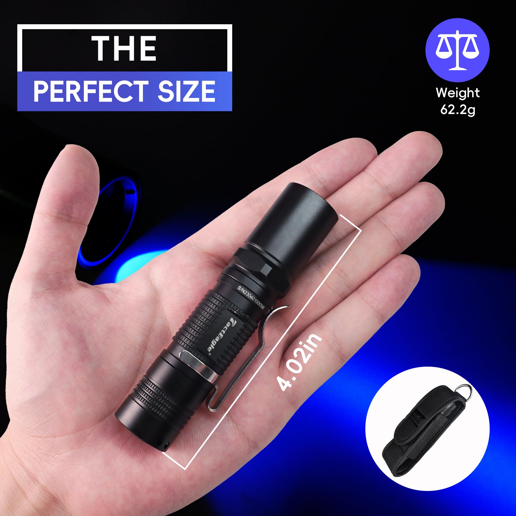 TactEagle UV lens enhances visibility of hidden traces and stains.