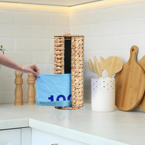 Tadacumir boho bathroom organizer adds style while concealing extra rolls.