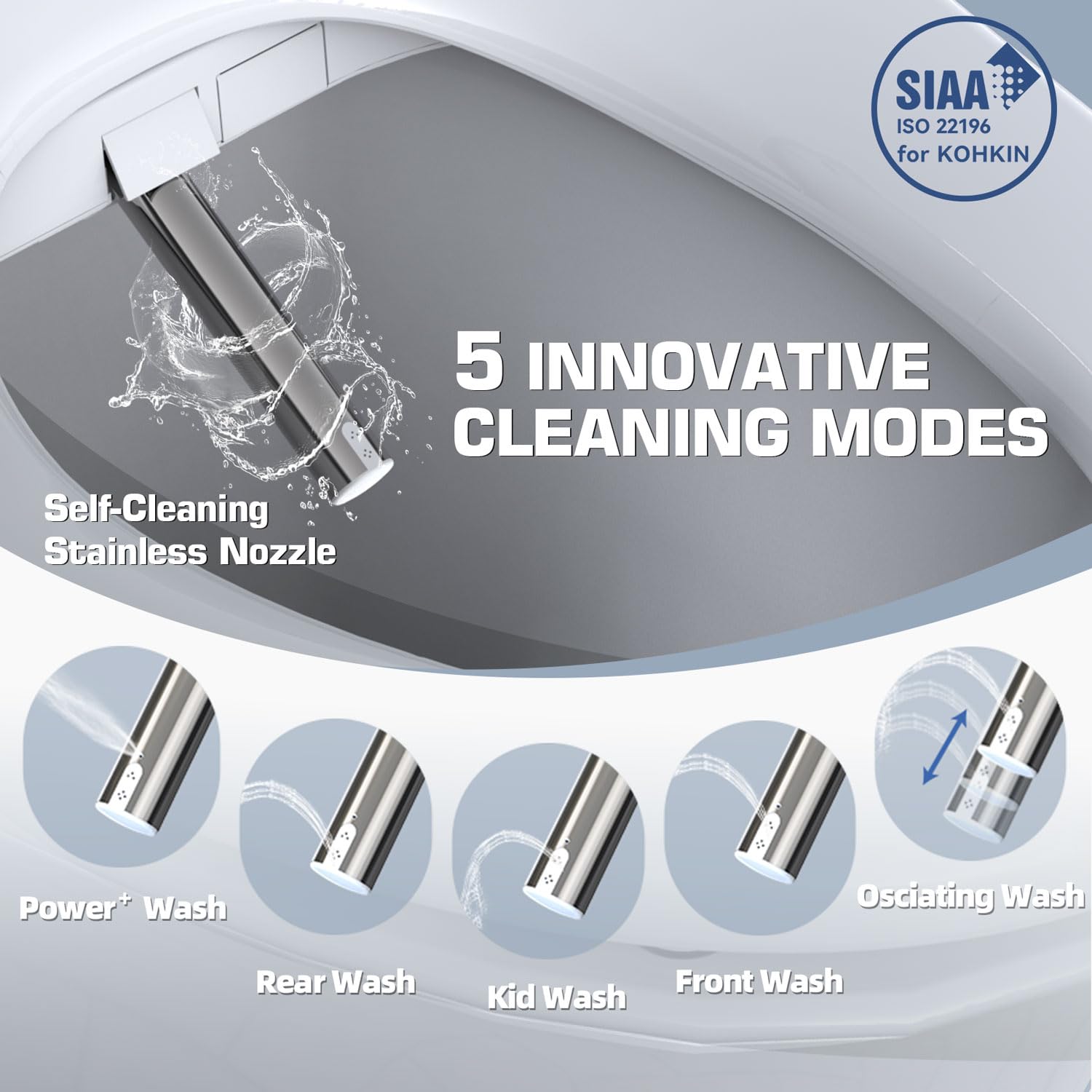 Tadashi bidet self-clean nozzle in action for hygienic maintenance