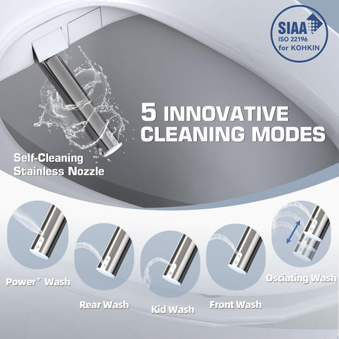 Tadashi bidet self-clean nozzle in action for hygienic maintenance