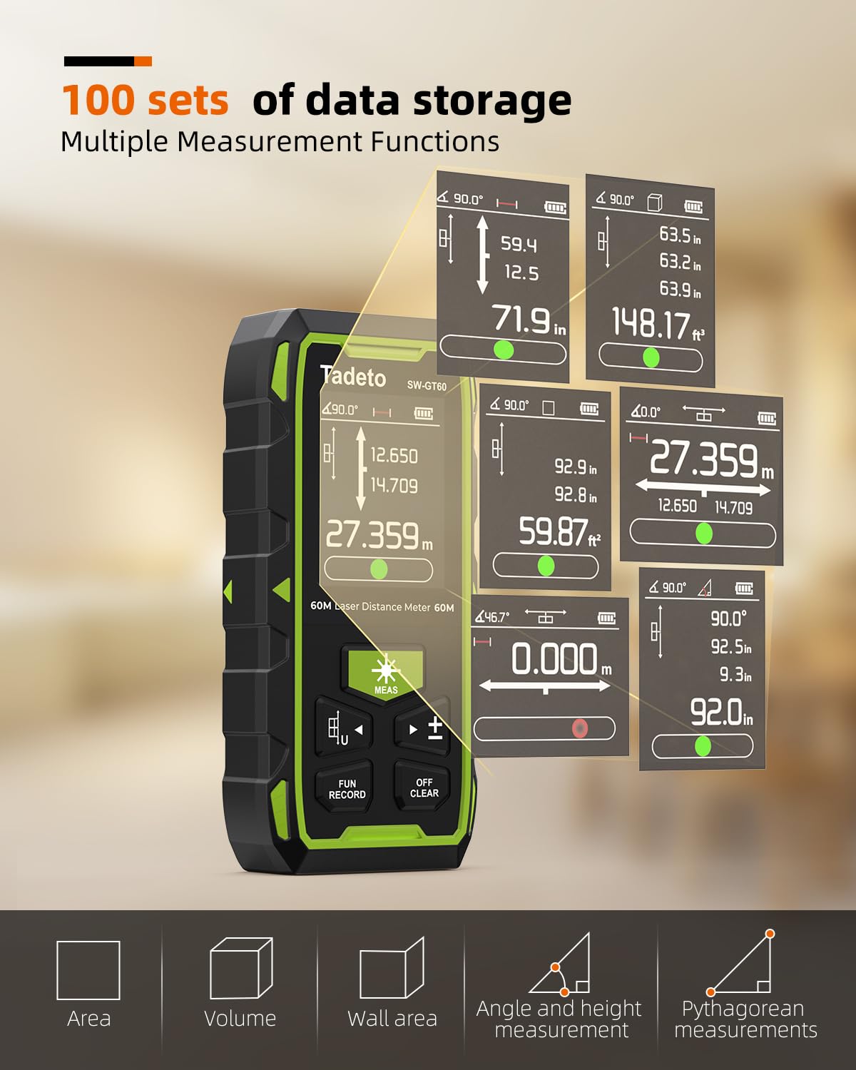 Tadeto dual laser measuring tool angle function aids precise layouts