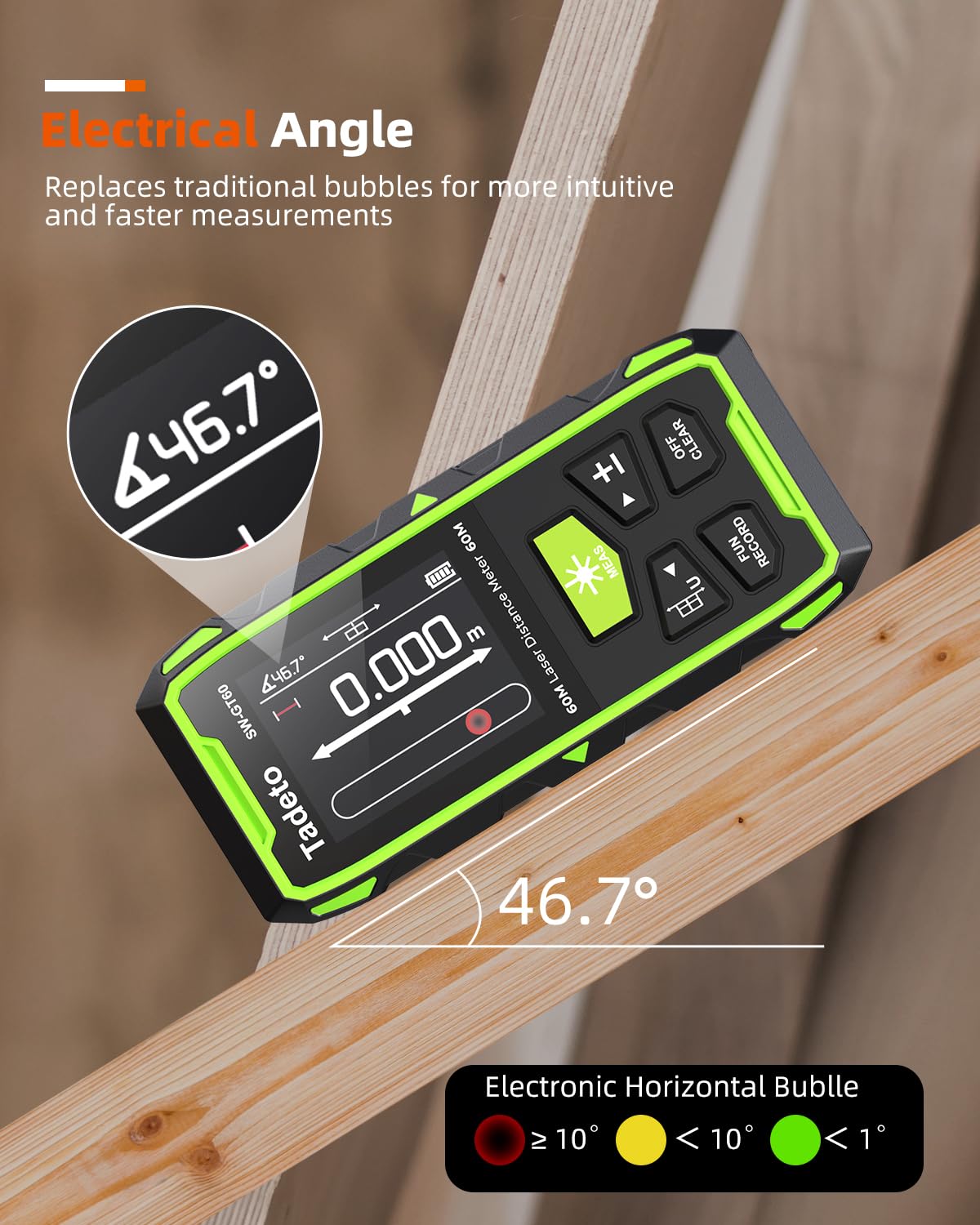 Tadeto dual laser measuring tool automatic screen rotation improves readability