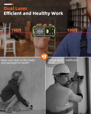 Tadeto dual laser measuring tool backlit display enables clear readings