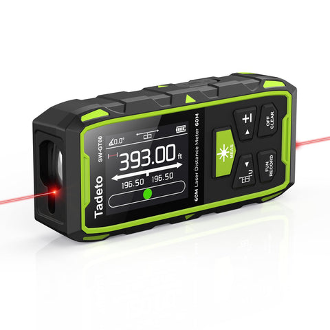 Tadeto dual laser measuring tool front view for quick indoor measurements