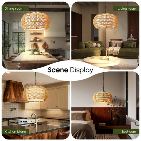 Tadpole Jump 5-lights chandelier defines dining and living spaces with warm shadows.