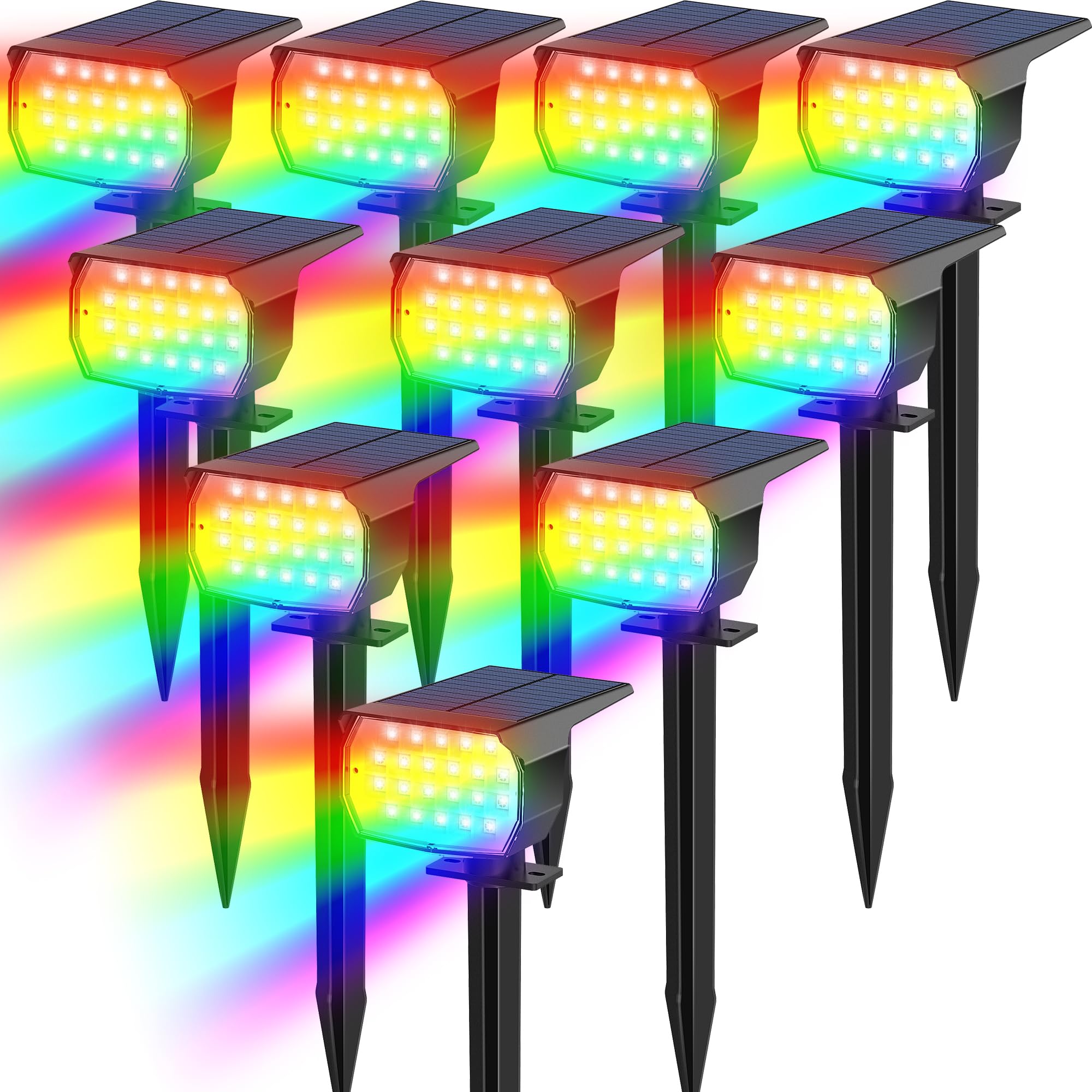 Tadyreal solar color-changing spot light on garden path enhances safety and ambiance