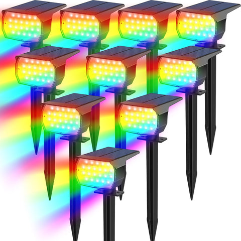 Tadyreal solar color-changing spot light on garden path enhances safety and ambiance